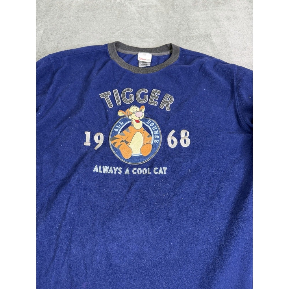 Vintage 90s Disney Tigger Fleece Sweatshirt Men's Size Large Blue - Picture 3 of 9